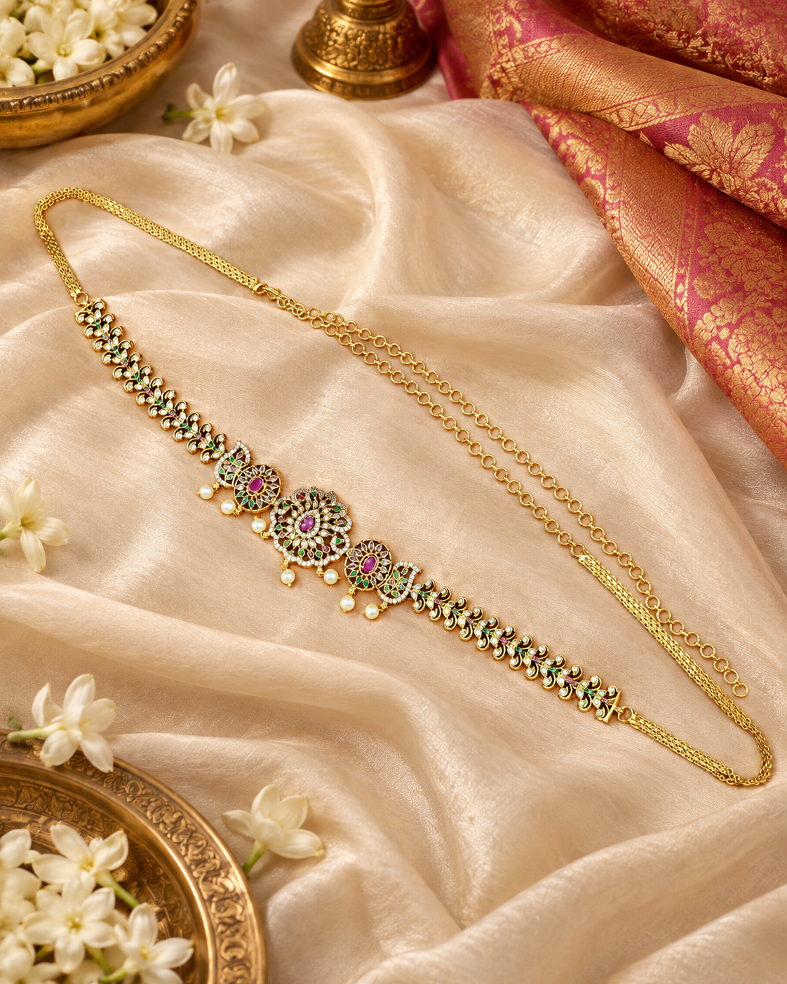 Royal Floral Vaddanam Heritage Waist Belt